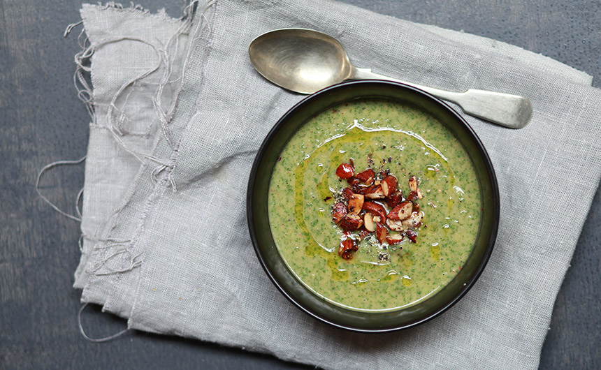 Organic Kale, Butterbean & Orange Soup with Almonds Abel & Cole