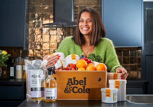 A photograph of an Abel and Cole delivery being made