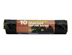 Refuse Sacks, Draw Tape, degradable (10 bags)