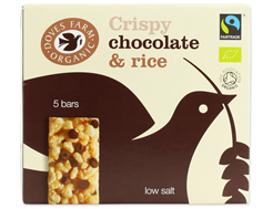 Organic Chocolate Crispy Rice Bars, Fairtrade, Doves Farm (pack of 5)