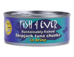 Tuna Chunks in Brine, Skipjack, Fish 4 Ever (185g)