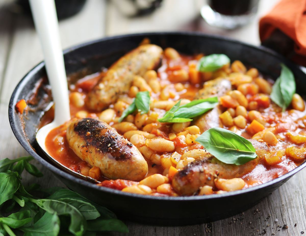 Italian Braised Sausages & Beans