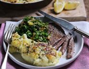 Top Rump Minute Steaks with Parsnip & Blue Cheese Gratin