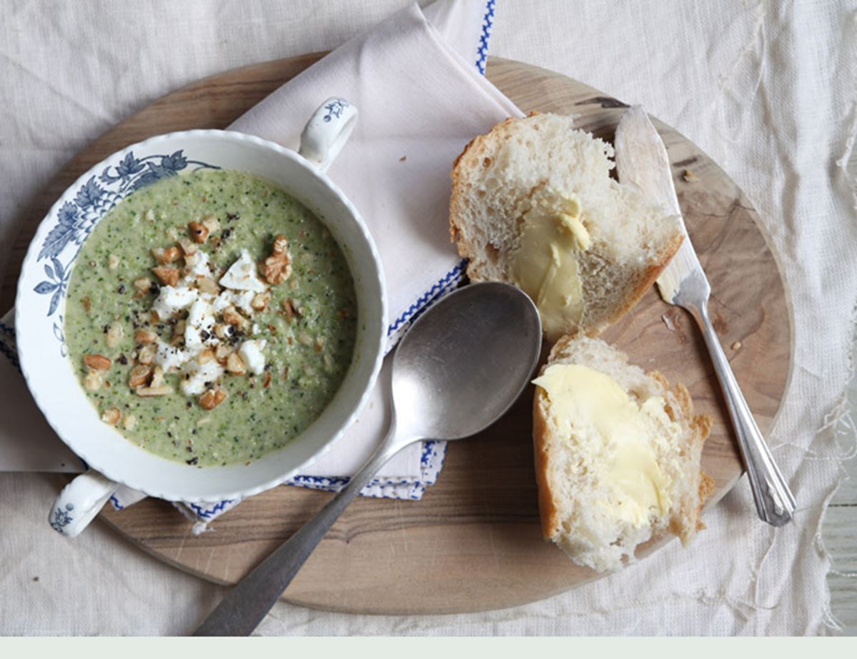 Broccoli, Feta and Walnut Soup Recipe Abel & Cole