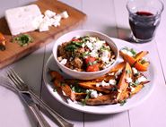 Slow Cooked Lamb with Feta, Mint & Sweet Potato Wedges