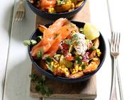 Loaded Chips with Smoked Salmon & Sweetcorn