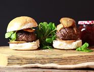 Venison Burgers with Fried Pears