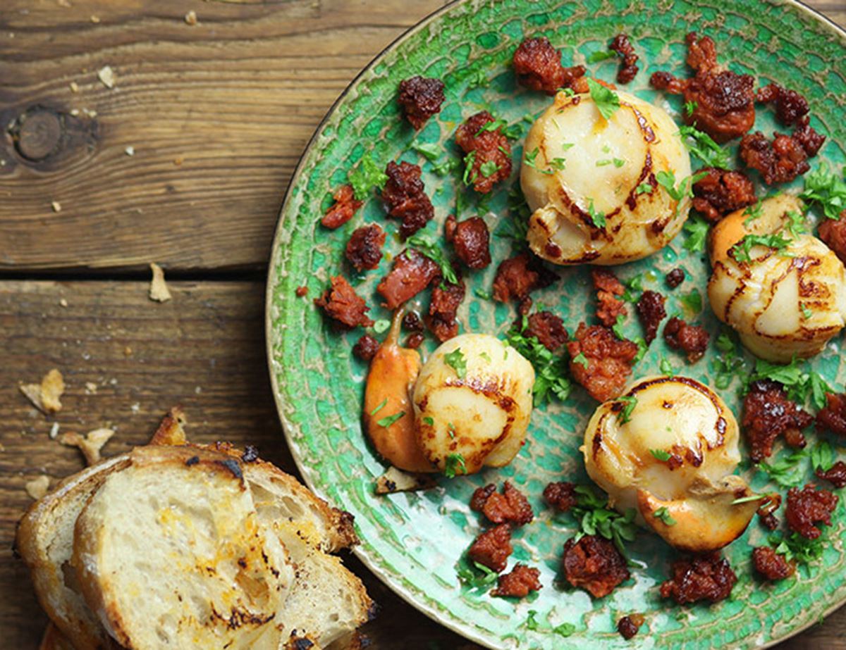 Scallops with Homemade Chorizo Recipe Abel & Cole