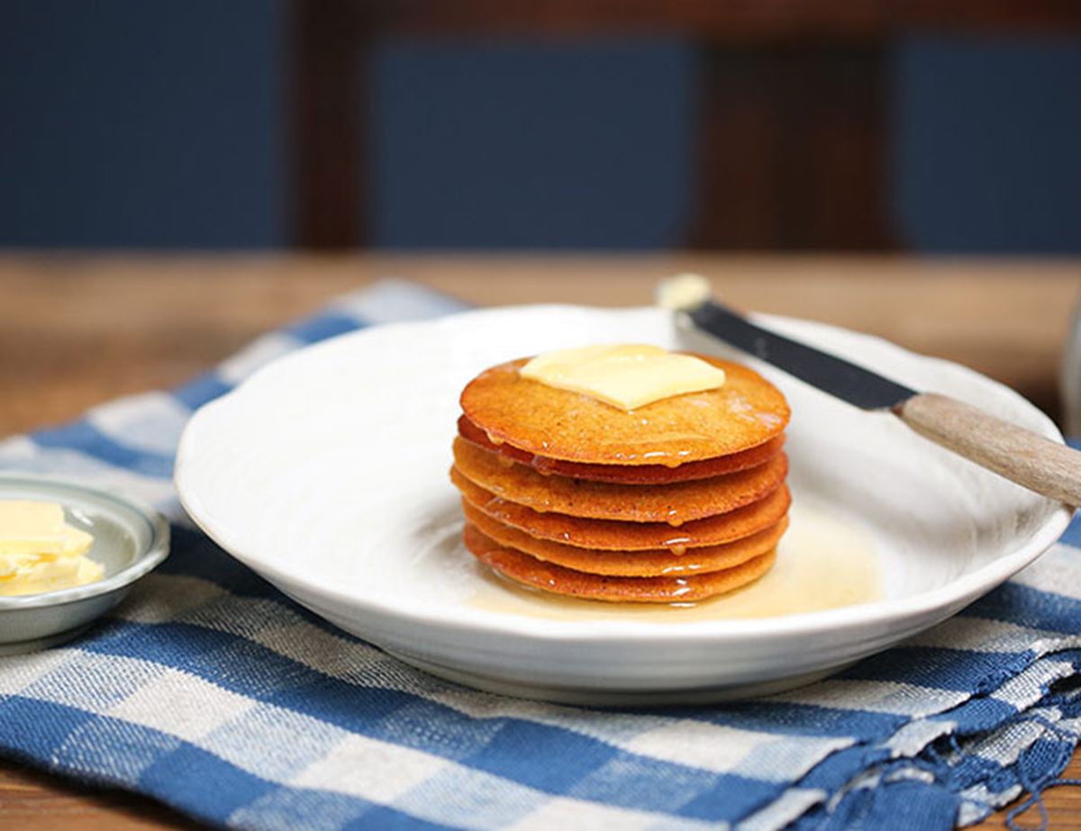 Honeyed Orange & Polenta Pancakes