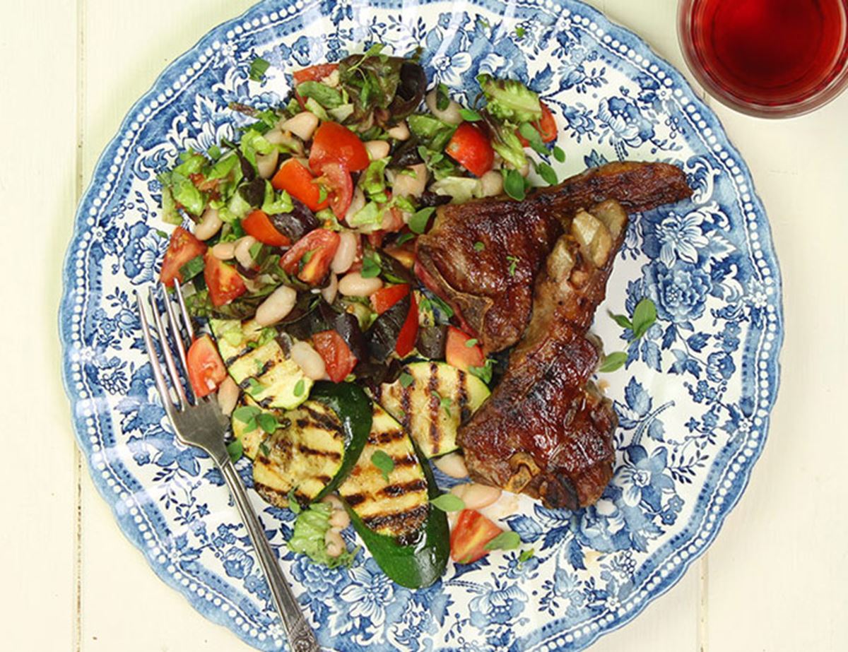 Grilled Lamb Chops with Cannellini Bean Salad