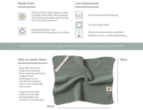 Dish Cloth, Organic Cotton, Moss Green image thumbnail