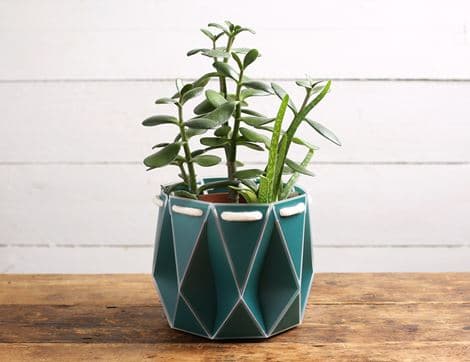 Self-Watering Origami Planter, Dark Teal