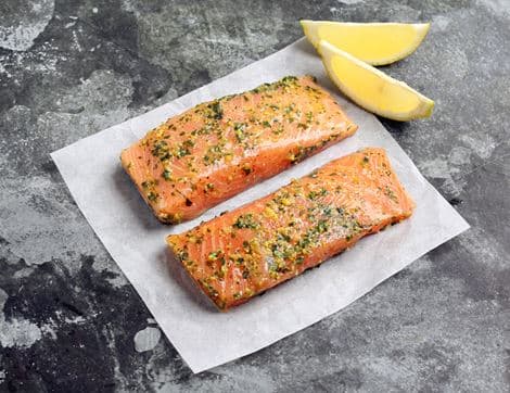 Salmon Fillets with Lemon, Garlic & Parsley, Land-Based Responsibly Farmed
