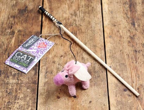 Piggie Sue, Eco Cat Teaser Toy with Catnip,