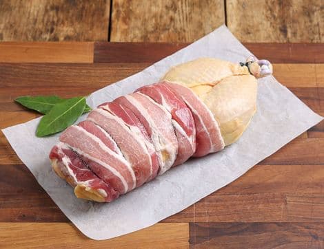 Bacon Wrapped Roast Chicken with Chesnuts, Non-Organic, High Welfare