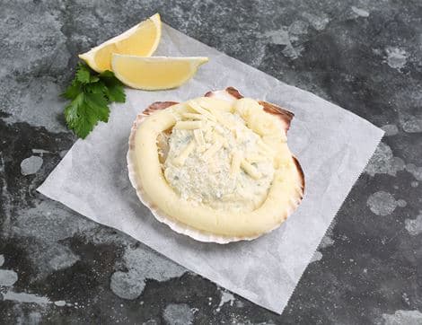Seafood Gratin in a Scallop Shell