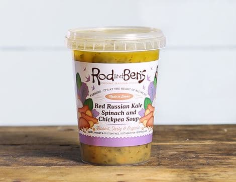 Red Russian Kale, Spinach and Chickpea Soup, Rod & Ben's