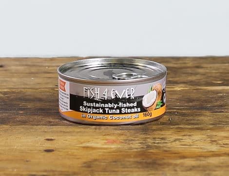 Skipjack Tuna Steak in Coconut Oil,  Fish 4 Ever (160g)