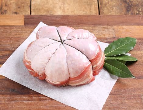 Bacon Wrapped Turkey Thigh with Cranberry & Smoked Bacon Stuffing