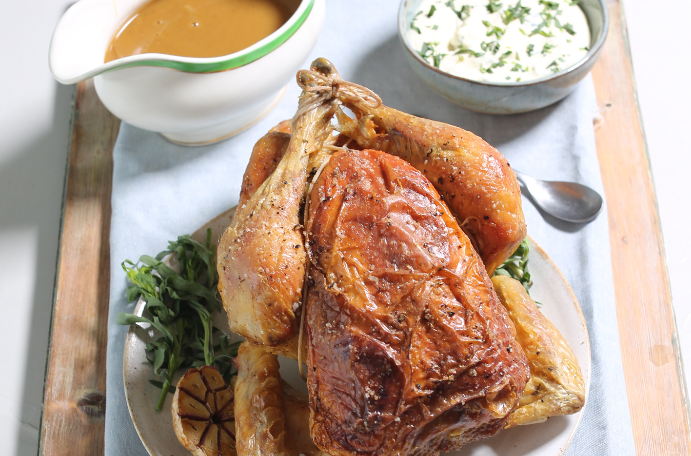 Roast Chicken with Tarragon Crème Fraîche Sauce