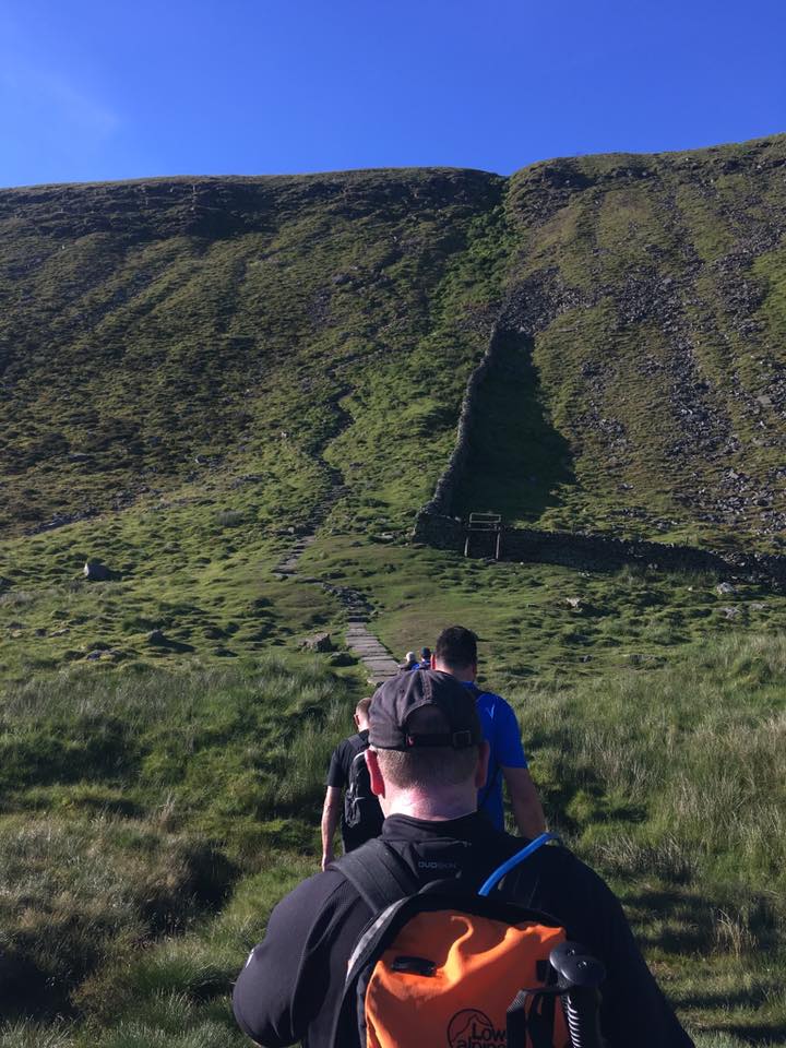 The steep climb to Ingleborough