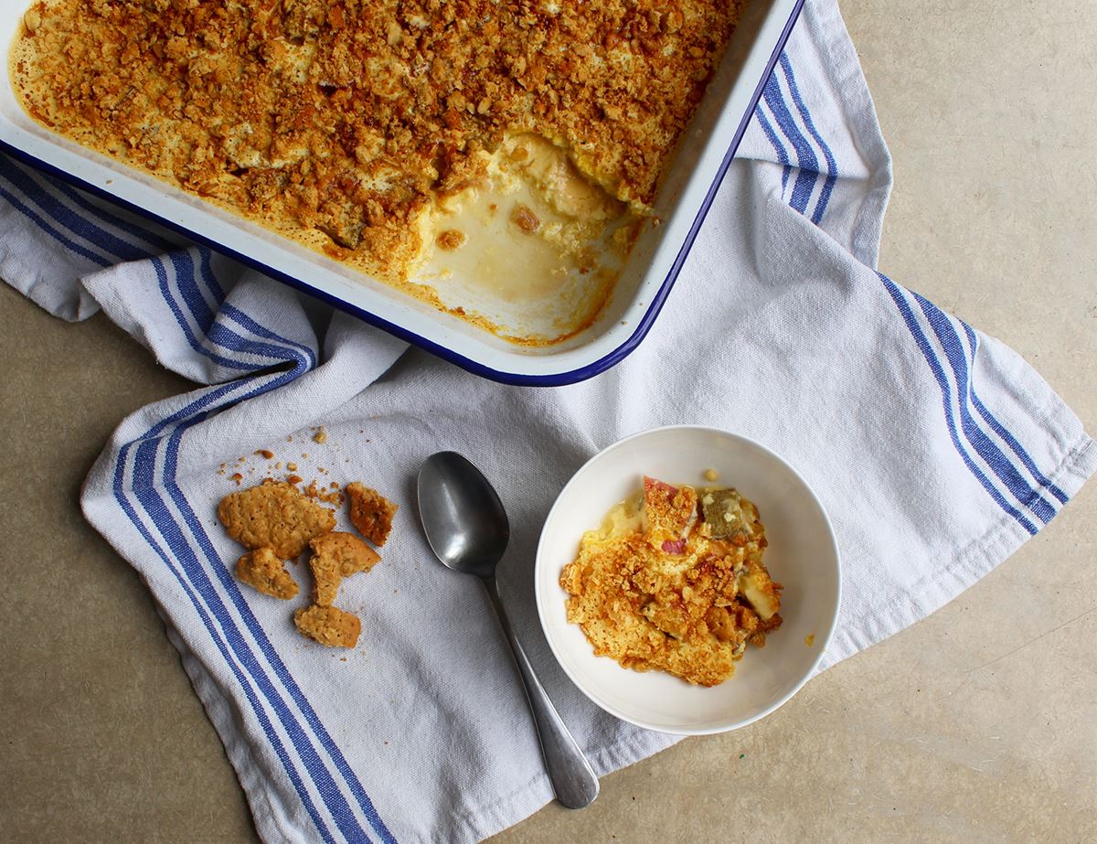 >Baked Rhubarb & Custard