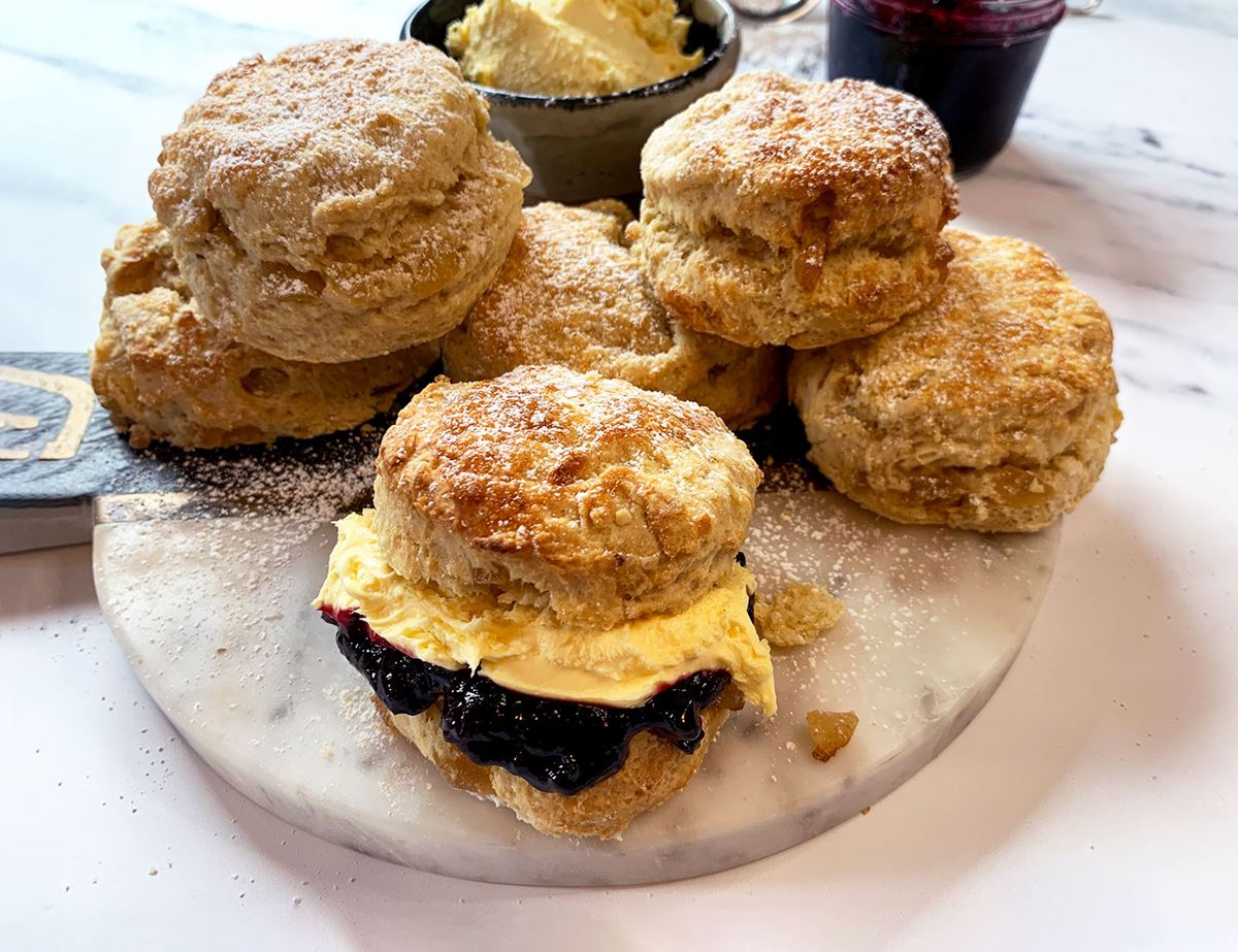 Buttermilk & Ginger Scones with Blackcurrant Jam