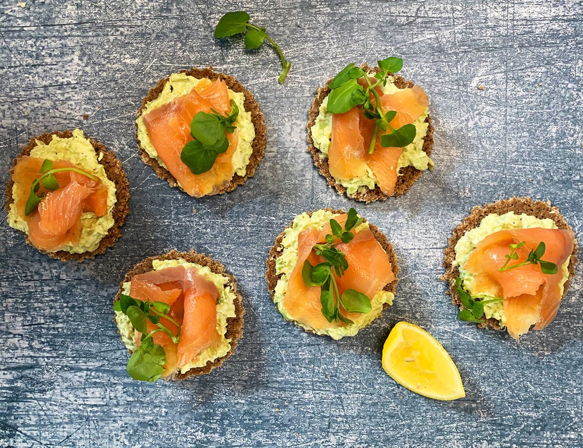 Smoked Salmon & Avocado Open Rye Sandwiches