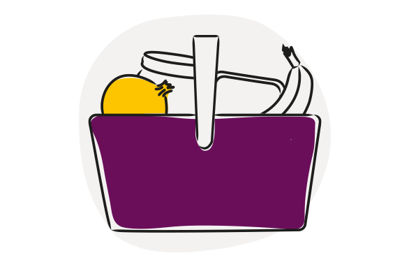 An illustration of a basket of produce