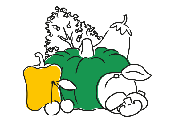 An illustration of healthy organic veg