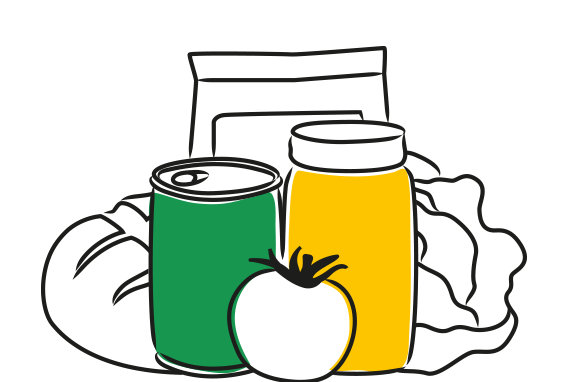 An illustration of preportioned foodstuffs