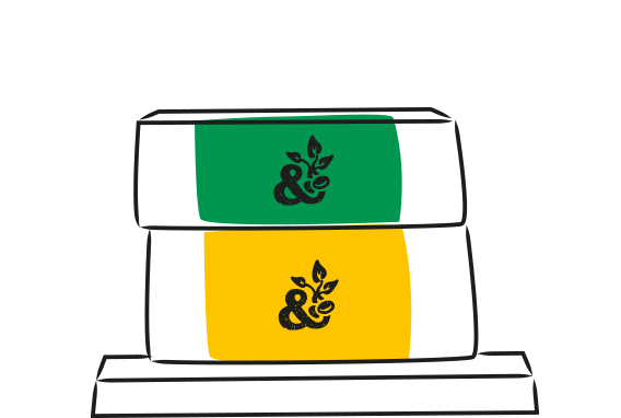An illustration of two Abel and Cole boxes on a doorstep