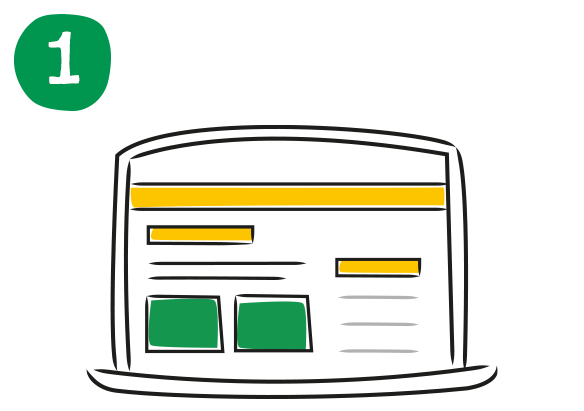 An illustration of a laptop showing the Abel an Cole meat-free meal kit order webpage