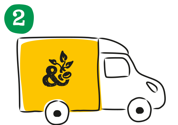 An illustration of an Abel and Cole yellow van