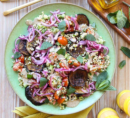 Griddled Aubergine Tabbouleh Salad
