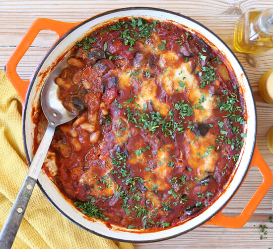 Mozzarella, Cannellini Bean & Aubergine Bake