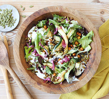 Broad Bean, Avocado & Quinoa Salad with Tahini