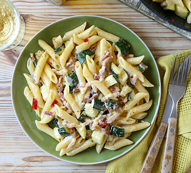 Creamy Courgette & Crispy Bacon Penne