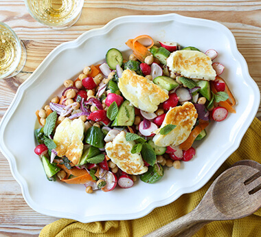 Halloumi & Chickpea Rainbow Salad