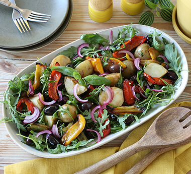 Roast Rainbow Peppers, New Potatoes & Kalamata Olive Salad