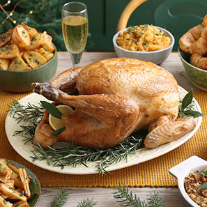 A photograph of of a Christmas meal