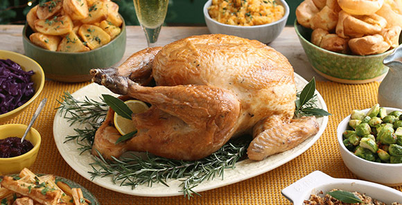 A photograph of a Christmas meal