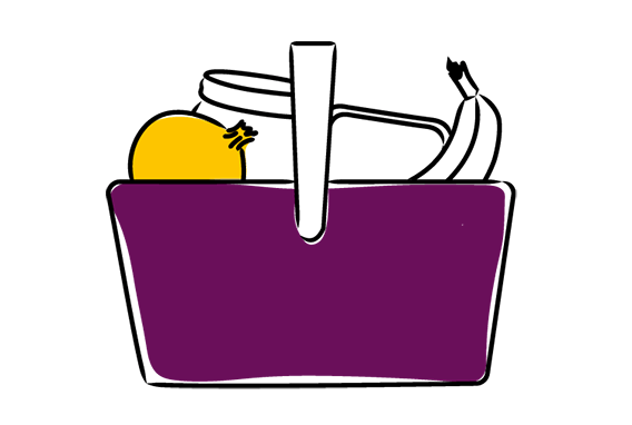 An illustration of a basket of groceries