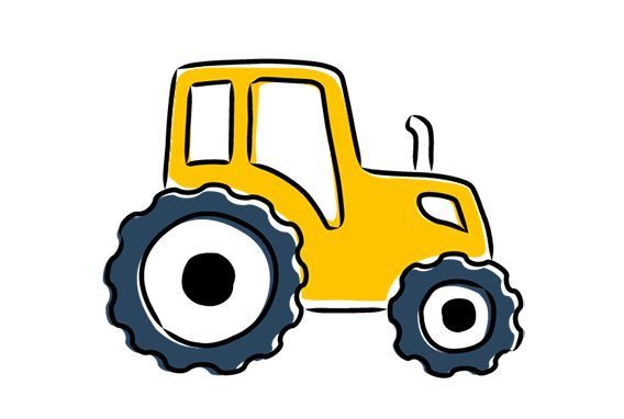 An illustration of a yellow tractor