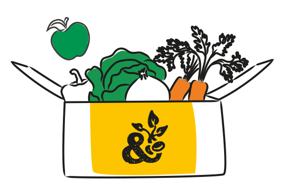 An illustration of a fruit and veg box