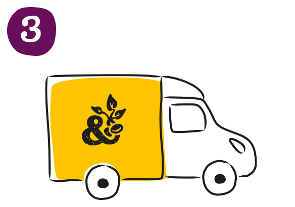 An illustration of an Abel and Cole yellow van