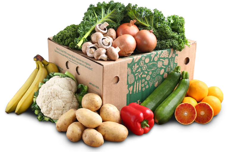 A box of seasonal fruit & veg from Abel & Cole