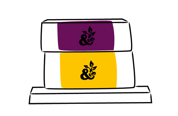 An illustration of a stack of Abel and cole boxes on a doormat
