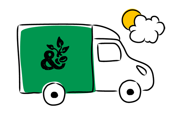 An illustration of an Abel and Cole van in green