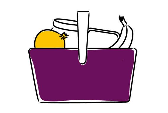 An illustration of a basket of groceries